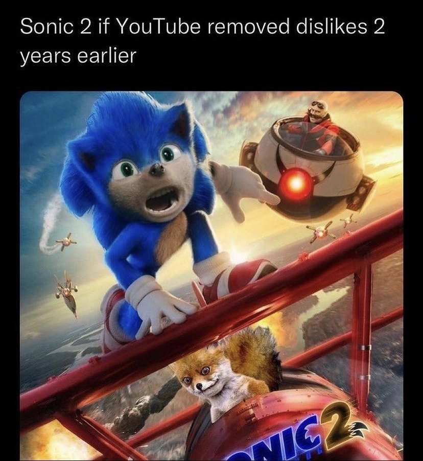 UG UR2SLOW 4R UR2sLOW_ Sonic 2 if YouTube removed dislikes 2 years earlier