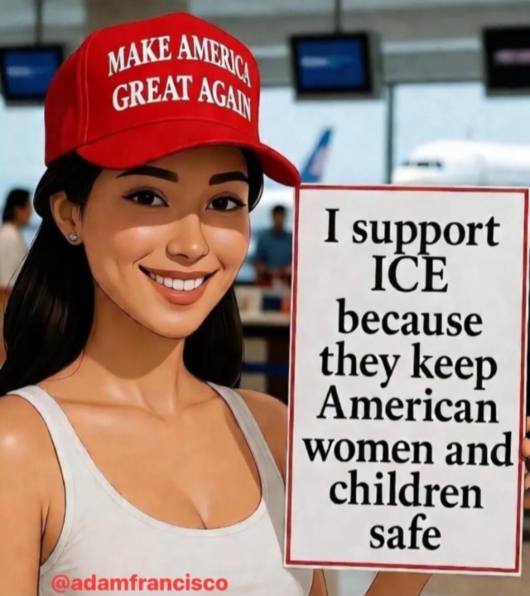 MAKE AMERICA GREAT AGAIN I support ICE because they keep American women and children safe @adamfrancisco