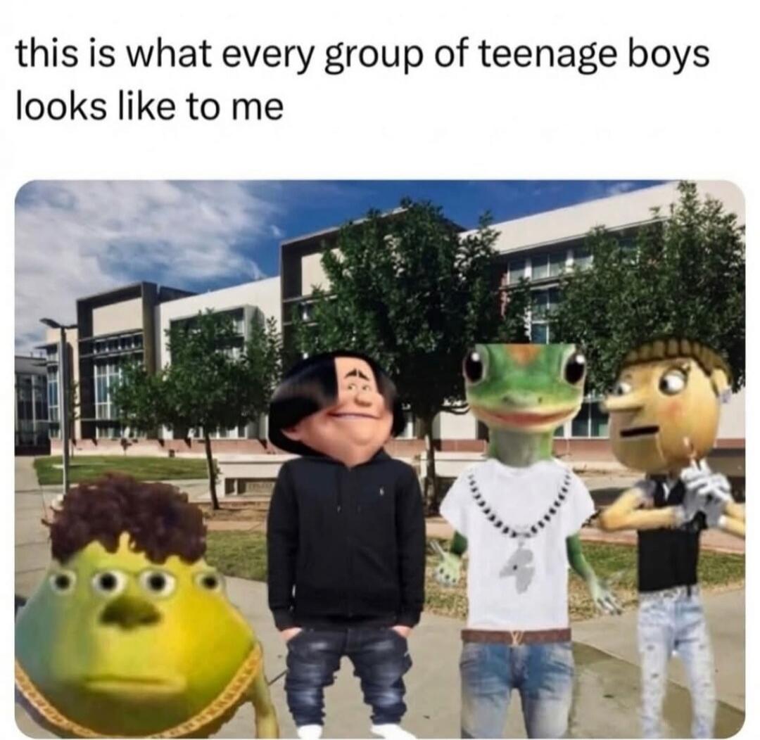 this is what every group of teenage boys looks like to me