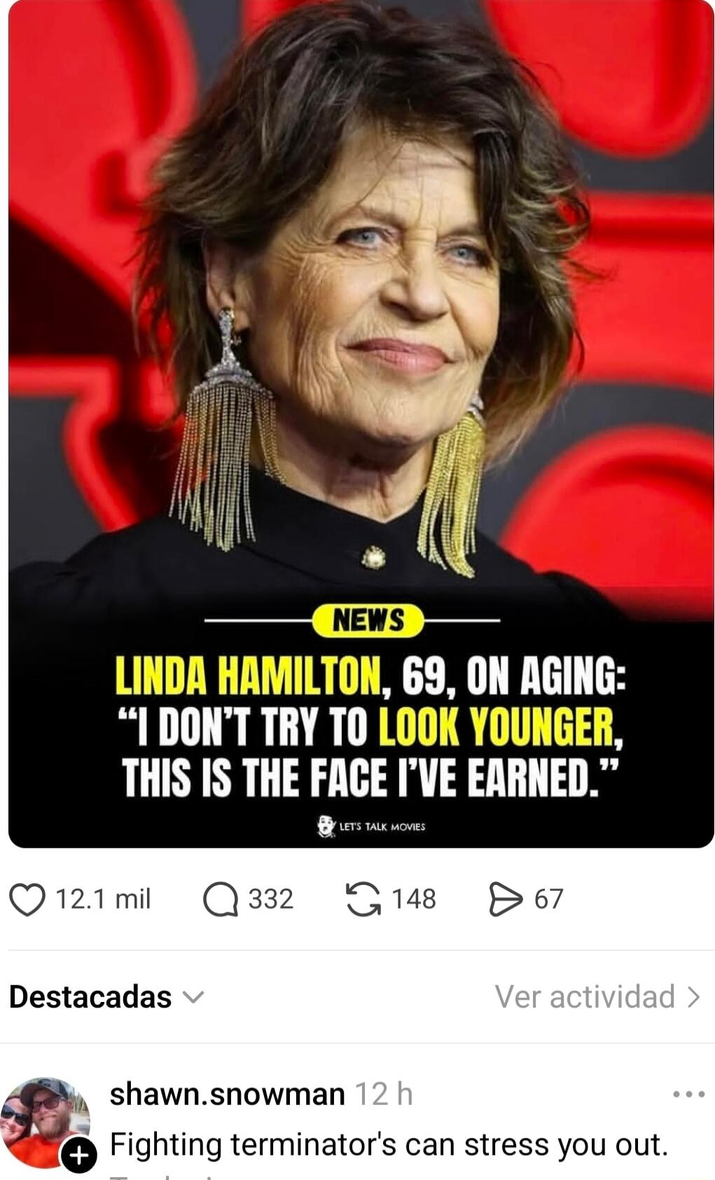 LINDA HAMILTON, 69, ON AGING: 'I DON'T TRY TO LOOK YOUNGER, THIS IS THE FACE I'VE EARNED.'