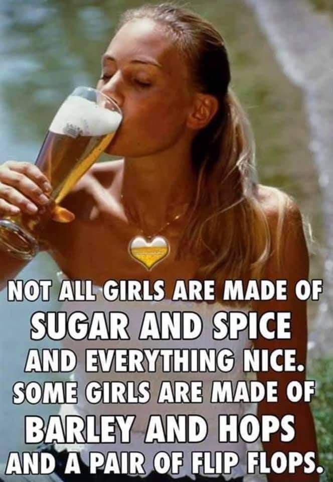 1 NOTALLIGIRLS ARE MADE OFF QIR CUDAATER A1 d SOME GIRLS AREMADE OF BRLEY AND HOPS a2 AND APAIROEIFLIP FLOPS