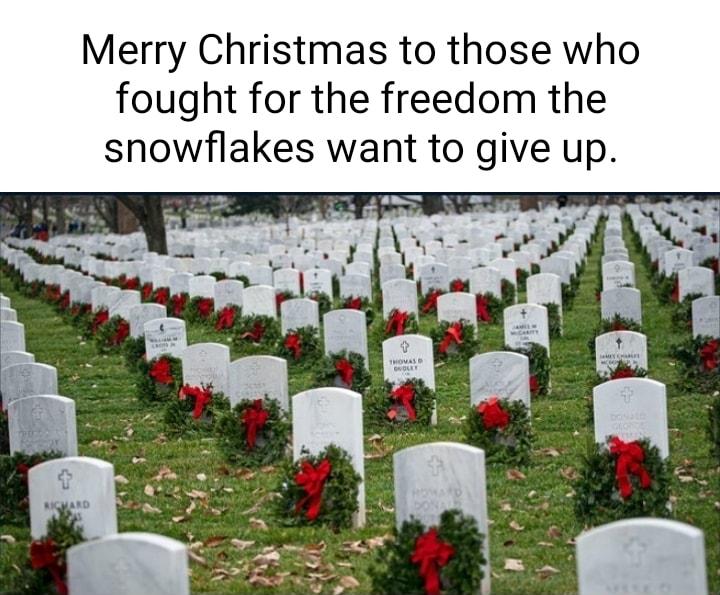 Merry Christmas to those who fought for the freedom the snowflakes want to give up