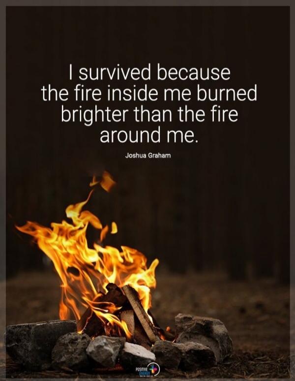 I survived because the fire inside me burned brighter than the fire around me. Joshua Graham