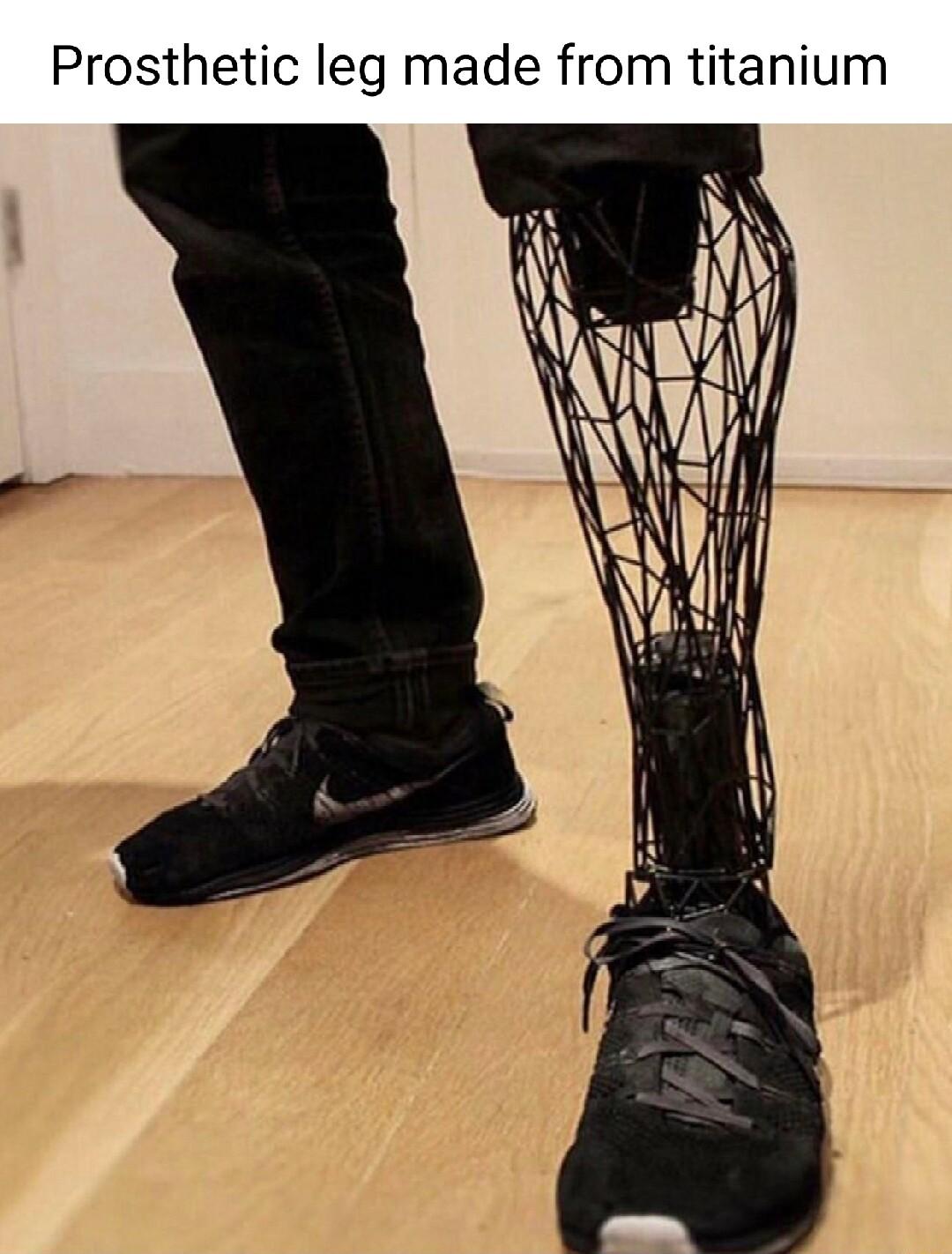 Prosthetic leg made from titanium