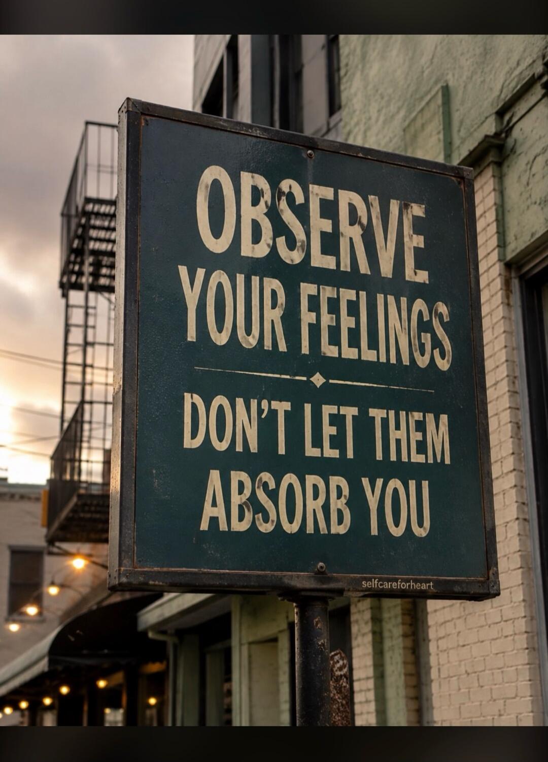 OBSERVE YOUR FEELINGS DON'T LET THEM ABSORB YOU selfcareforheart