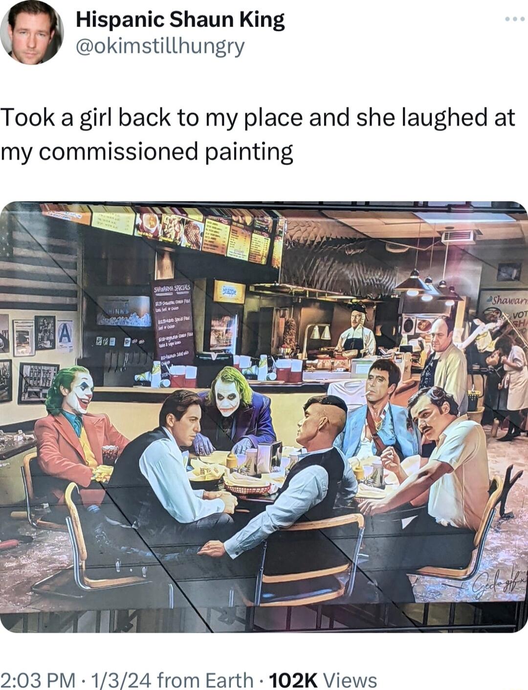 Hispanic Shaun King P okimstillhungry Took a girl back to my place and she laughed at my commissioned painting 203 PM 1324 from Earth 102K Views