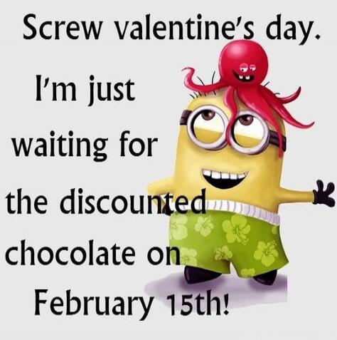 Screw valentine's day. I'm just waiting for the discounted chocolate on February 15th!