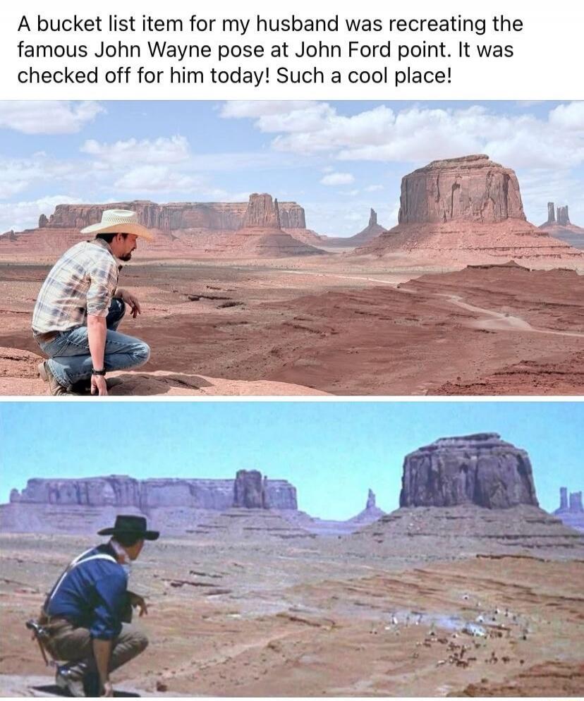 A bucket list item for my husband was recreating the famous John Wayne pose at John Ford point. It was checked off for him today! Such a cool place!