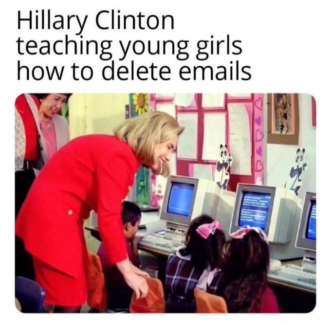 Hillary Clinton teaching young girls how to delete emails