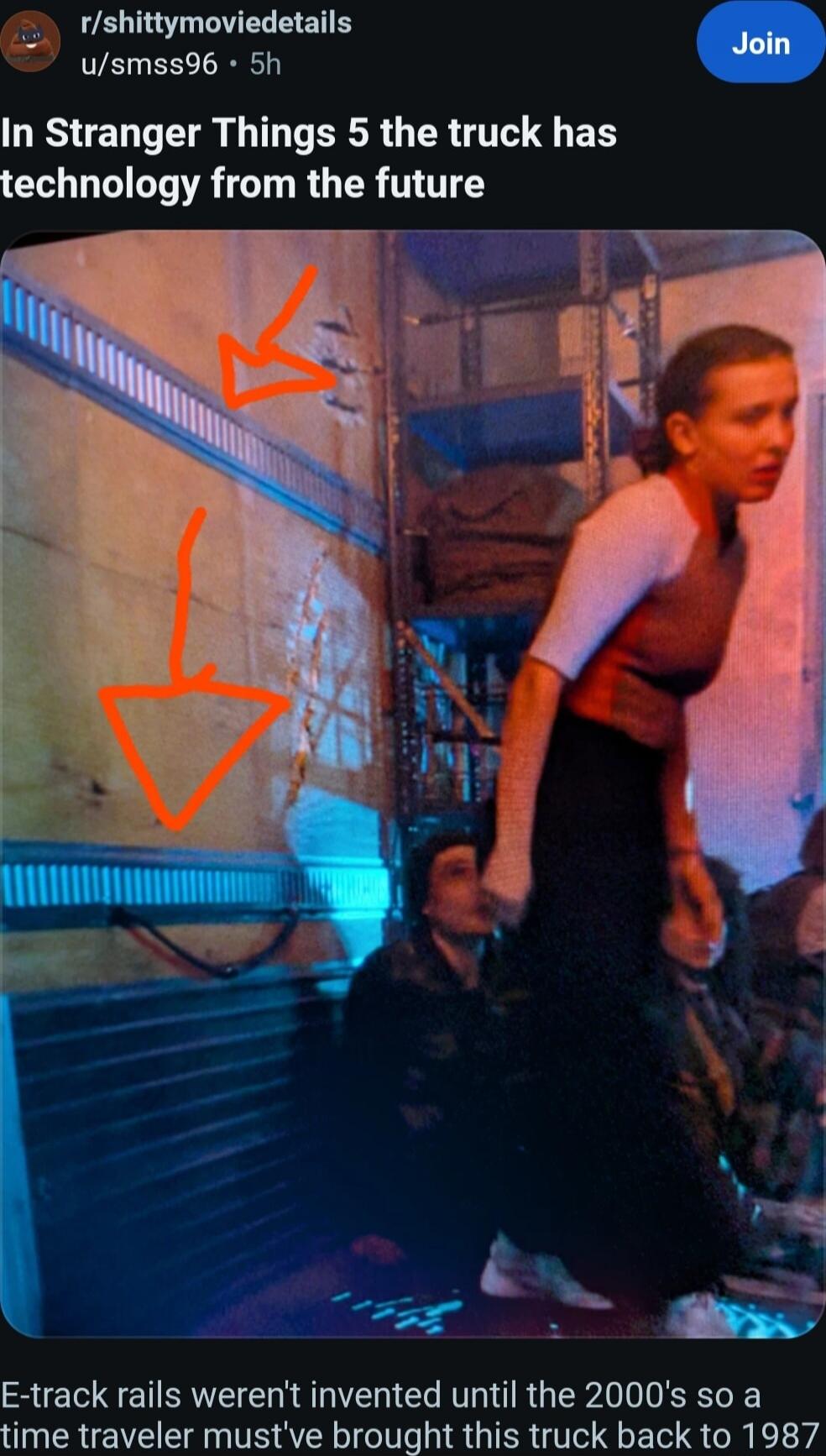 In Stranger Things 5 the truck has technology from the future
E-track rails weren't invented until the 2000's so a time traveler must've brought this truck back to 1987