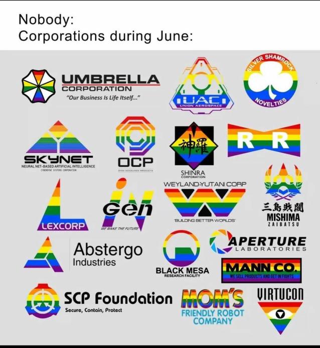 Nobody Corporations during June UMBRELLA CORPORATION Our Business s Life tself Abstergo A Industries ELACK MESA _ scP Foundotion e FRIENDLY ROBOT COMPANY