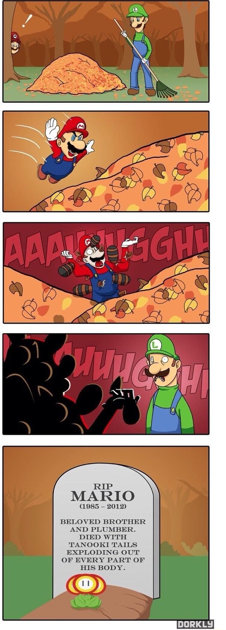 RIP MARIO 1985 2012 BELOVED BROTHER AND PLUMBER DIED WITH TANOOKI TAILS EXPLODING OUT