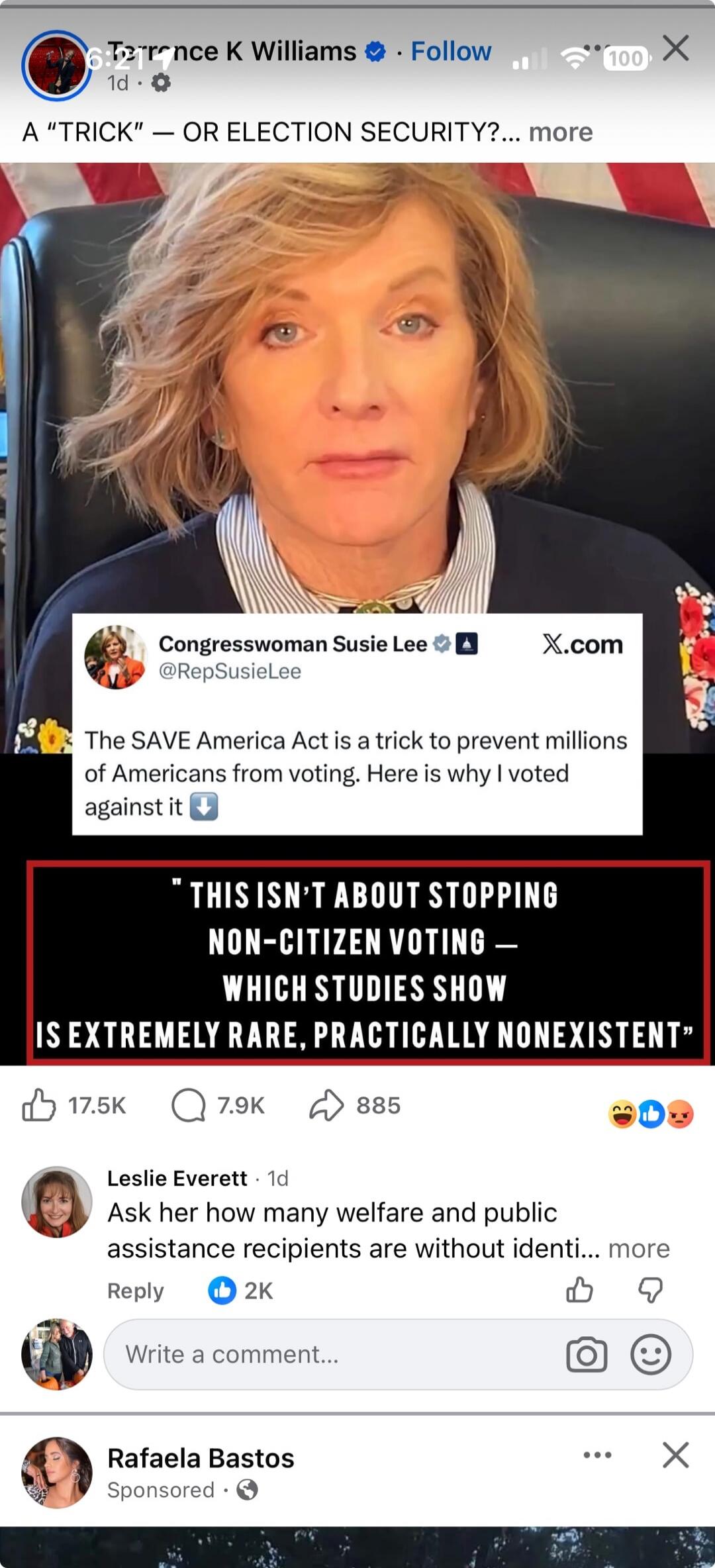 A “TRICK” — OR ELECTION SECURITY?... more The SAVE America Act is a trick to prevent millions of Americans from voting. Here is why I voted against it. 