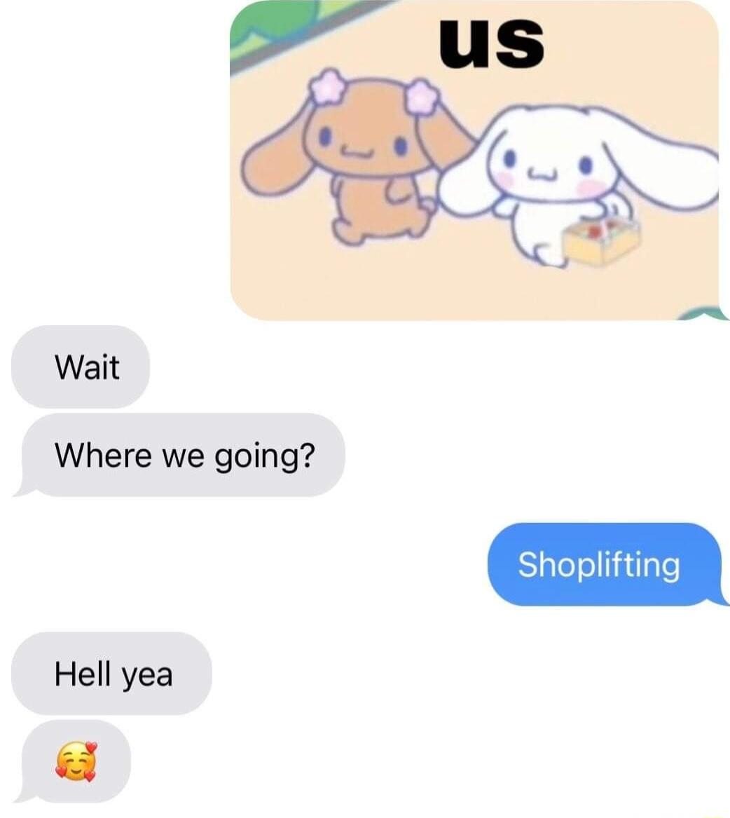 Wait Where we going Shoplifting Hell yea