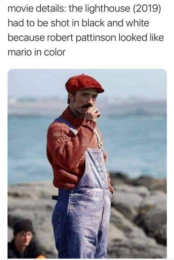 movie details the lighthouse 2019 had to be shot in black and white because robert pattinson looked like mario in color
