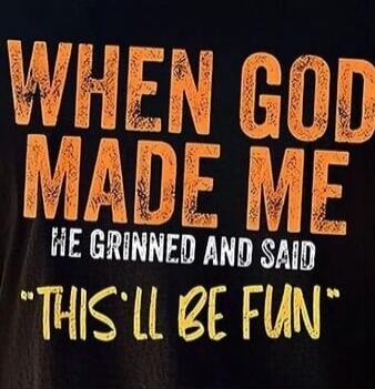 WHEN GOD MADE ME HE GRINNED AND SAID 