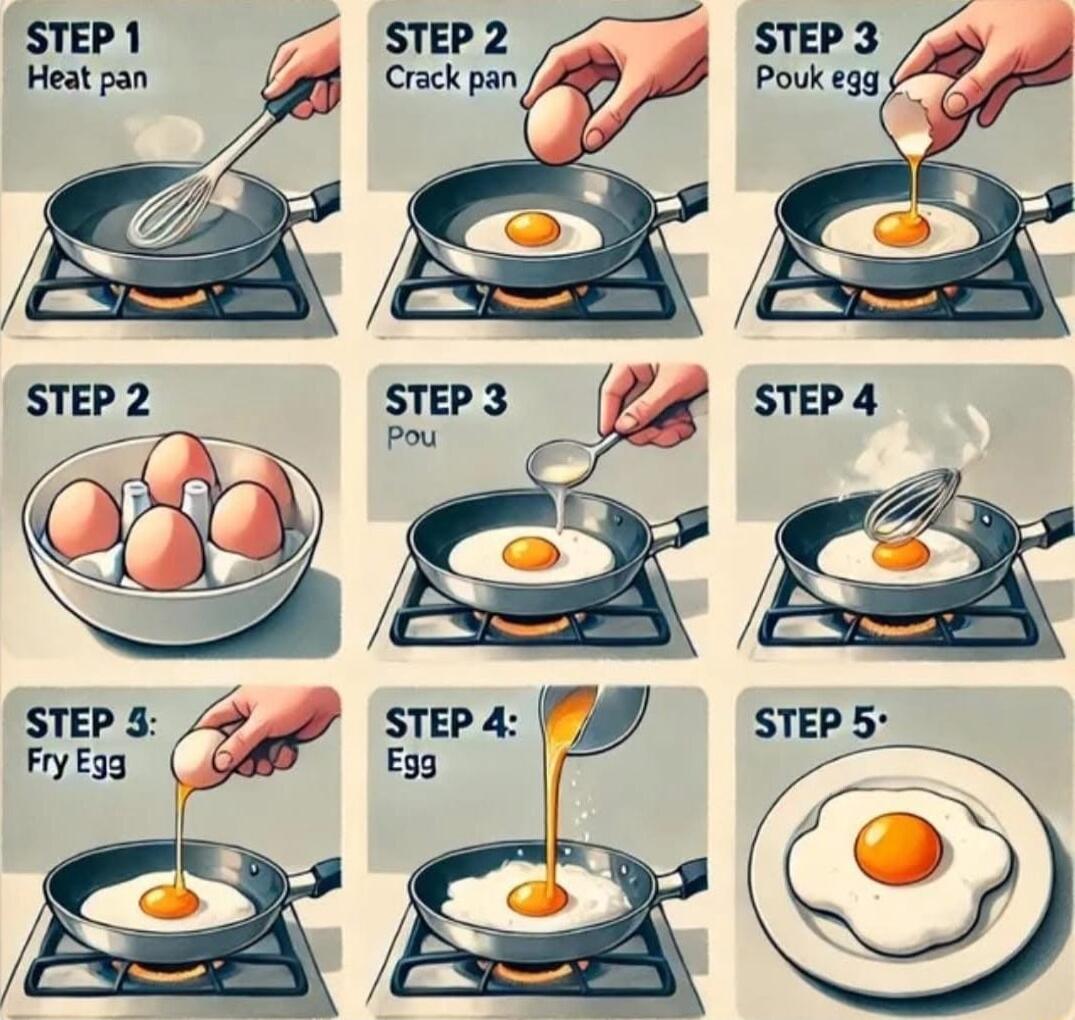 STEP 1 4 STEP2 STEP 3 Crack pan Pouk egg