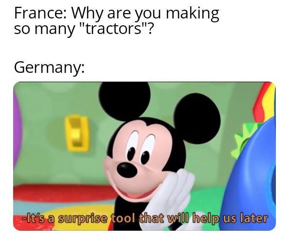 France Why are you making so many tractors Germany 4 0 o w surprise at Wl hel