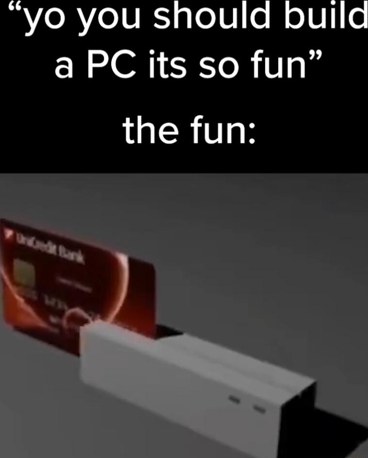 yo you should build a PC its so fun the fun