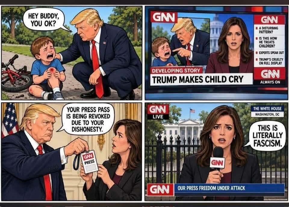 HEY BUDDY, YOU OK? DEVELOPING STORY TRUMP MAKES CHILD CRY A DISTURBING PATTERN? IS THIS HOW HE TREATS CHILDREN? EXPERTS SPEAK OUT TRUMP'S CRUELTY ON FULL DISPLAY YOUR PRESS PASS IS BEING REVOKED DUE TO YOUR DISHONESTY. THE WHITE HOUSE WASHINGTON, DC THIS IS LITERALLY FASCISM. OUR PRESS FREEDOM UNDER ATTACK