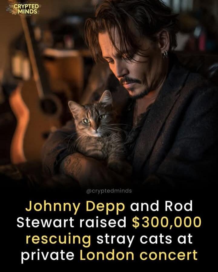 Johnny Depp and Rod Stewart raised $300,000 rescuing stray cats at private London concert.