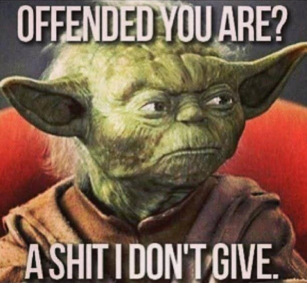 OFFENDED YOU ARE? A SHIT I DON'T GIVE.