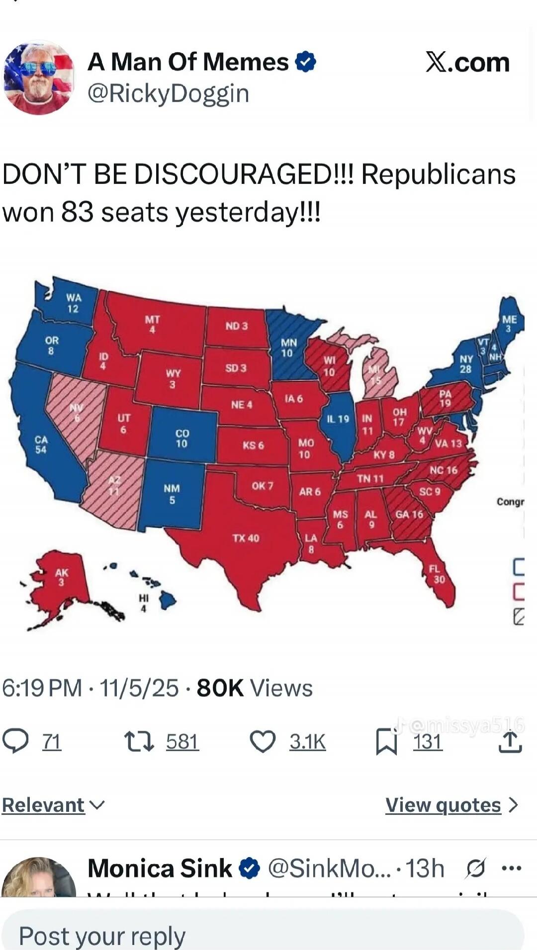 A Man Of Memes @RickyDoggin: DON’T BE DISCOURAGED!!! Republicans won 83 seats yesterday!!!
