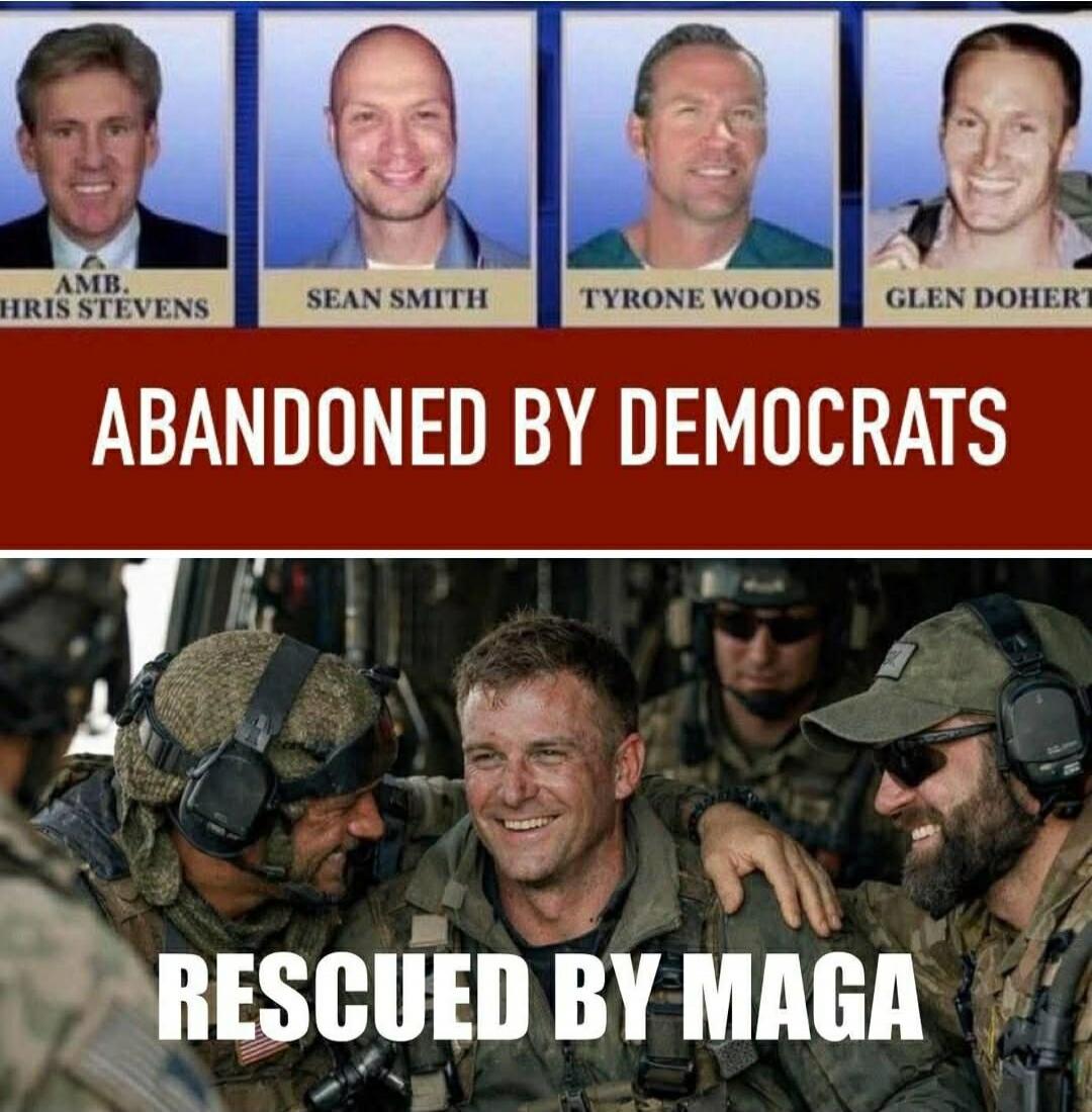 AMB. CHRIS STEVENS SEAN SMITH TYRONE WOODS GLEN DOHERTY ABANDONED BY DEMOCRATS RESCUED BY MAGA