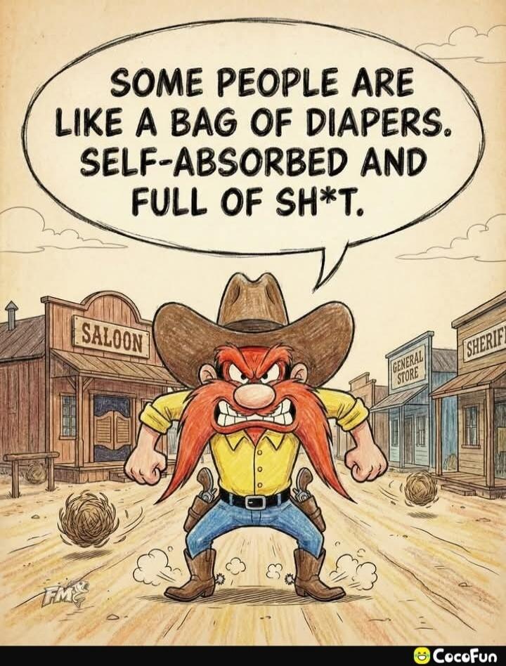 SOME PEOPLE ARE LIKE A BAG OF DIAPERS. SELF-ABSORBED AND FULL OF SH*T.