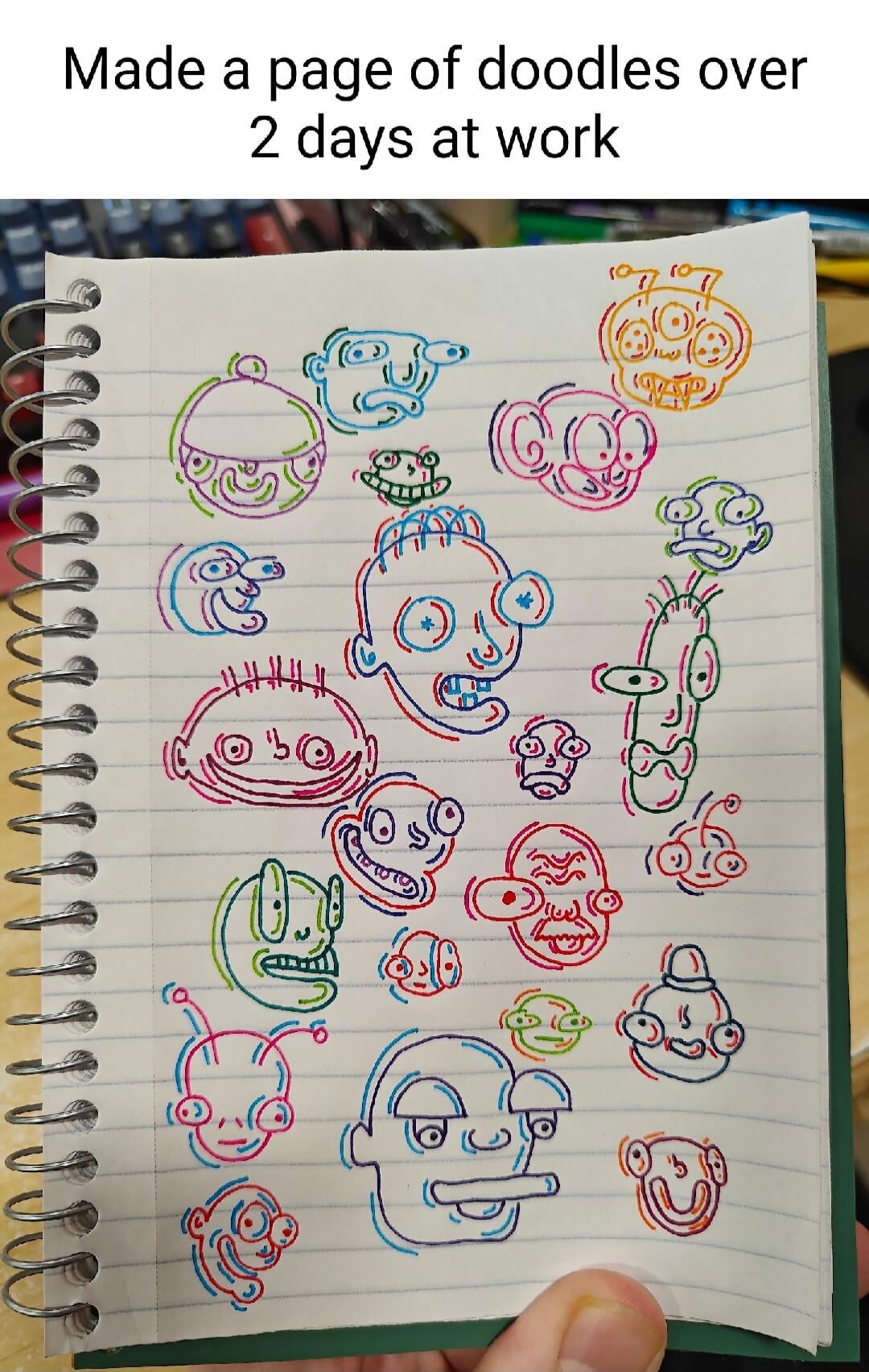 Made a page of doodles over 2 days at work 111 2 1331111 10