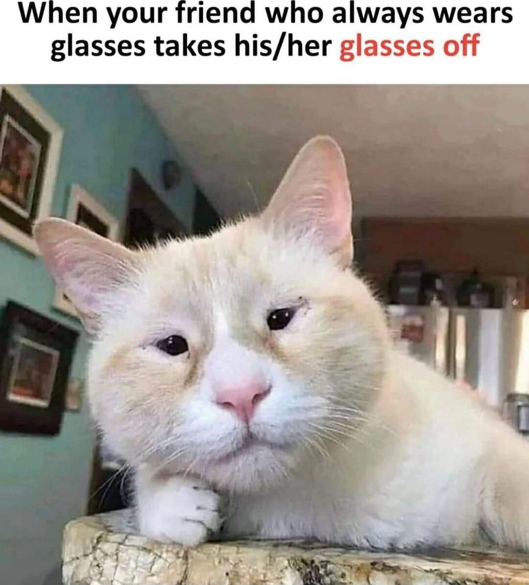 When your friend who always wears glasses takes hisher