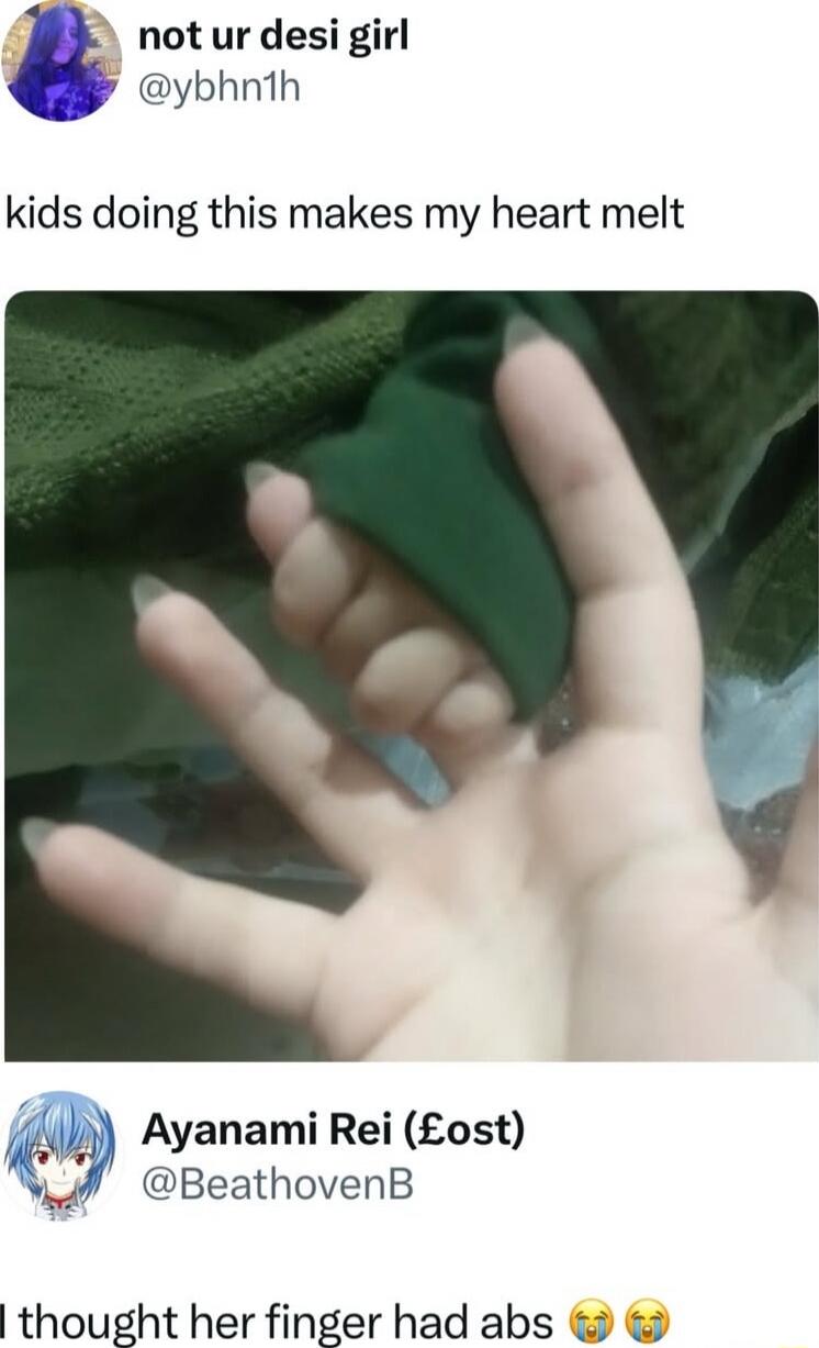 kids doing this makes my heart melt
I thought her finger had abs 😭😭