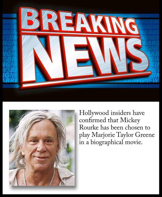 W Hollywood insiders have confirmed that Mickey Rourke has been chosen to play Marjoric Taylor Greene in a biographical movie