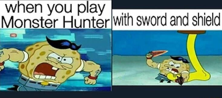 when you play Monster Hunter with sword and shield