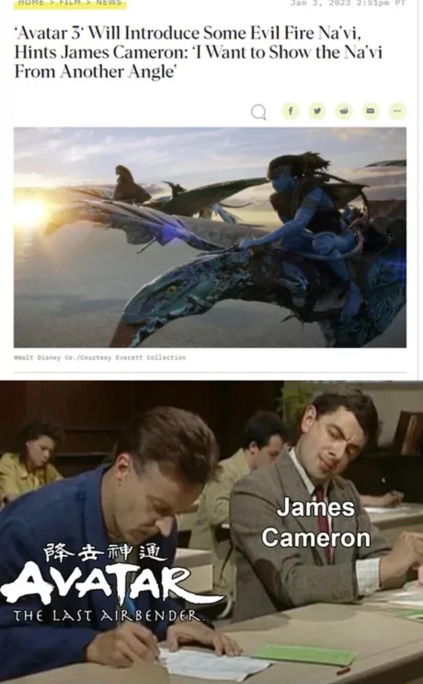 Avatar 3 Will Introduce Some Evil Fire Navi Hints James Cameron I Want to Show the Navi From Another Angle Jarnes PP Cameron AVATARL I TEPN SNV TINTE M