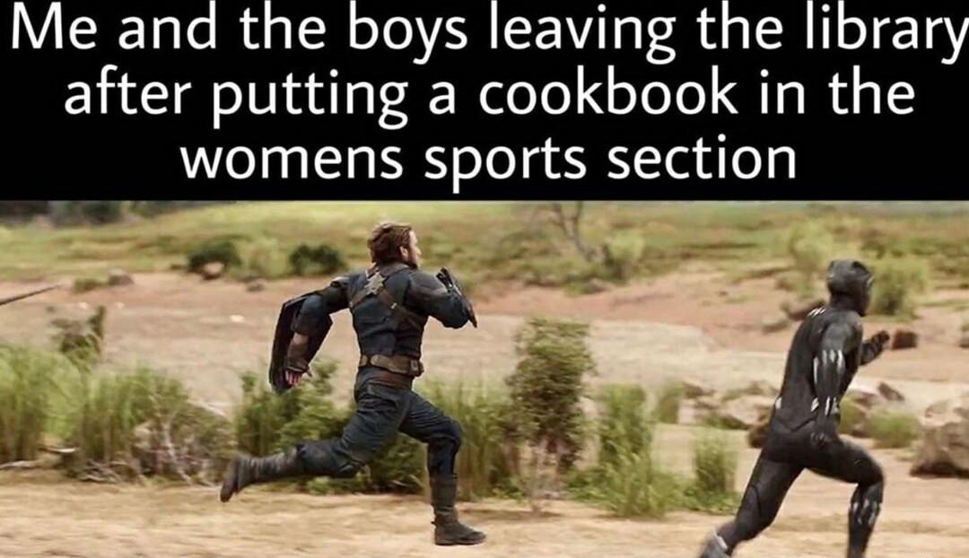 after putting a cookbook in the womens sports section