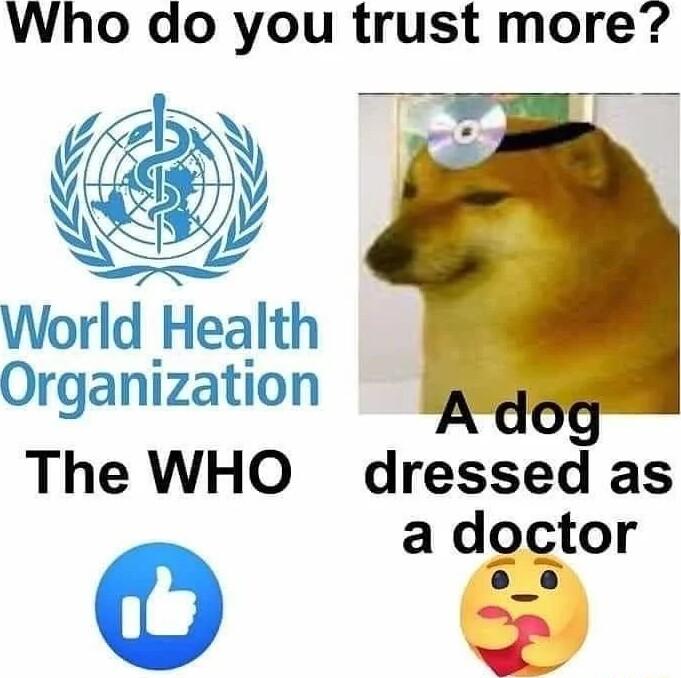 Who do you trust more The WHO dressed as a diitor