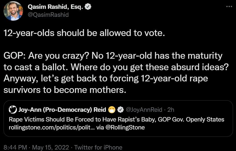 4 CEEL L TN VR ERInER el A PEYE 1ol o SRS TolU o M oTYE 1 0NVTo K e Vo N 10 S N RV TIReT VAT A ol WRVEET clel lo B TR i s TN s EYAF 14 to cast a ballot Where do you get these absurd ideas FNOATE VA Y TTl o Tol ol ol ol o V PRVET o g2 To 1Y survivors to become mothers 7 Joy Ann Pro Democracy Reid JoyAnnReid 2h Rape Victims Should Be Forced to Have Rapists Baby GOP Gov Openly States rollingstonecomp
