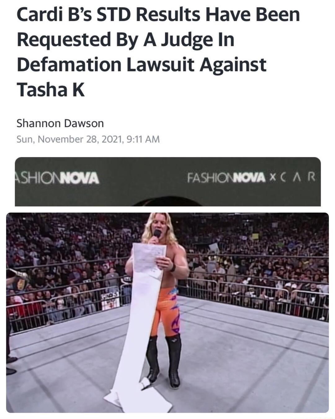 Cardi Bs STD Results Have Been Requested By A Judge In Defamation Lawsuit Against Tasha K Shannon Dawson Sun November 28 2021 911 AM