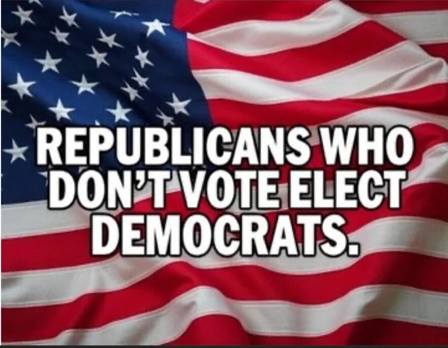 REPUBLICANS WHO DON'T VOTE ELECT DEMOCRATS.
