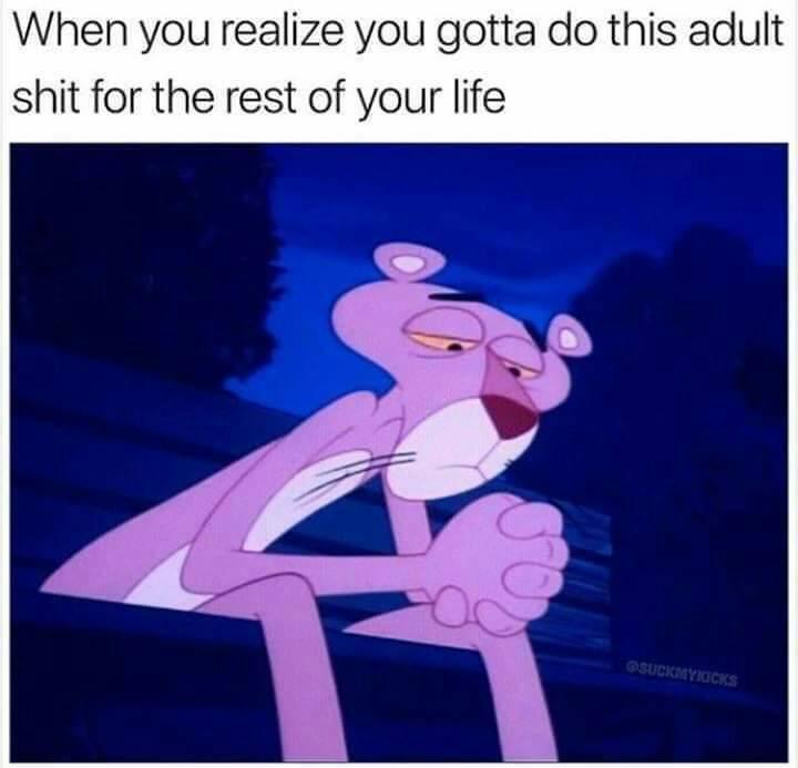 When you realize you gotta do this adult shit for the rest of your life
