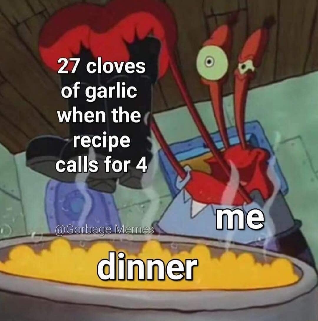 27 cloves of garlic when the recipe calls for 4