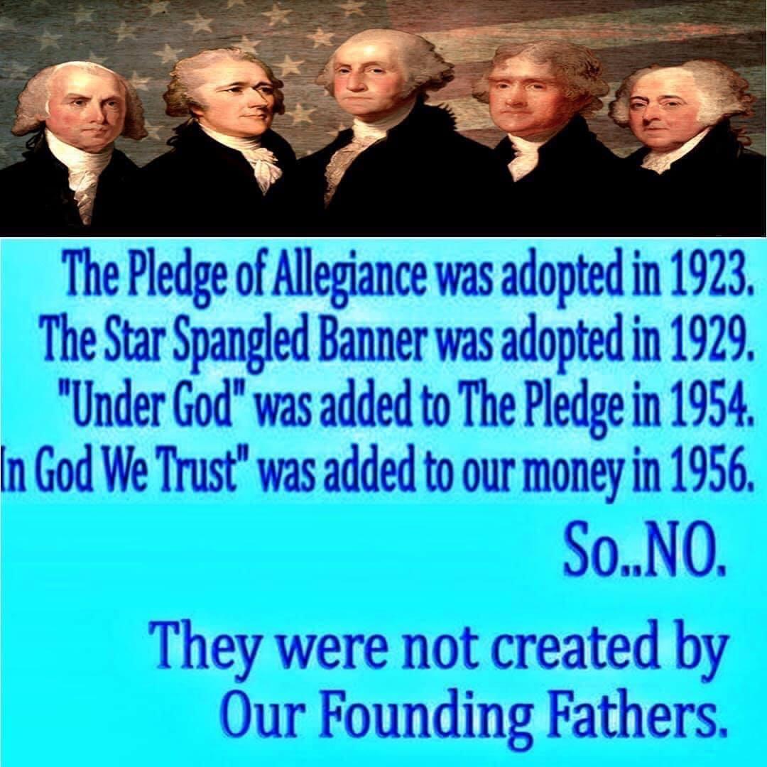he Pledge of Allegiance was adopted in 1923 he Star Spa wrl anner was adooted in 1929 Under God was added to The Pledge in 1954 IH f f IL fwfll dt 0 OUr mone M 1956 w i NOL Created ur Founding Father