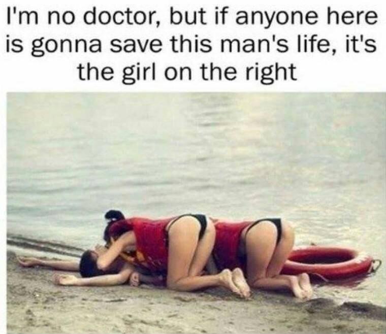 Im no doctor but if anyone here is gonna save this mans life its the girl on the right