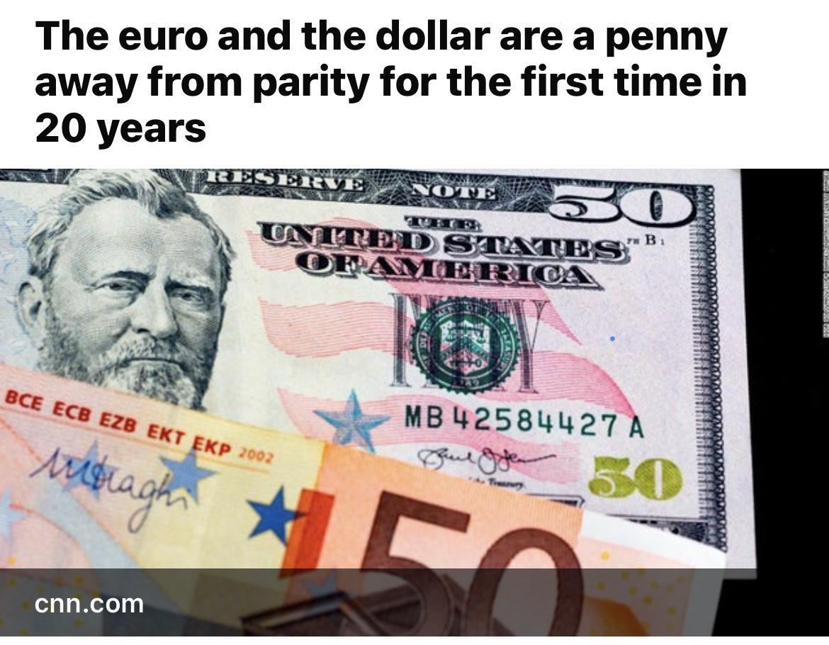 The euro and the dollar are a penny away from parity for the first time in 20 years MB 42584427 30 1