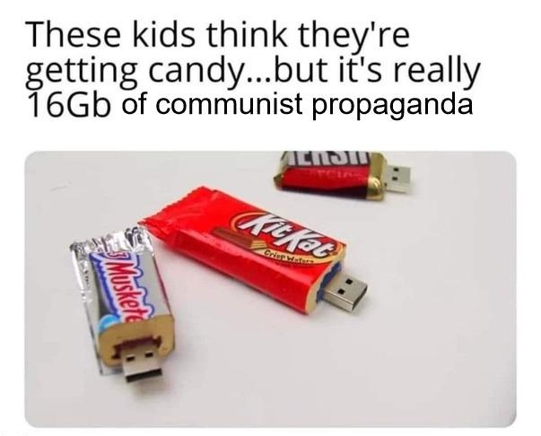 These kids think theyre getting candybut its really 16Gb of communist propaganda