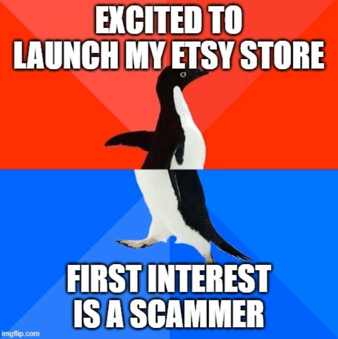 EXCITEDTO LAUNCHMY ETSY STORE o FIRST INTEREST ISASCAMMER gipcom