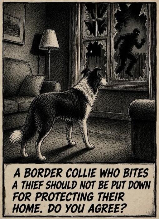 A Border Collie who bites a thief should not be put down for protecting their home. Do you agree?