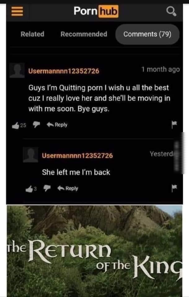 i hub o Related Recommended Comments 79 Usermannnn12352726 1 month ago Guys Im Quitting porn wish u all the best cuz really love her and shell be moving in with me soon Bye guys L B N Usermannnn12352726 She left me Im back P Repy