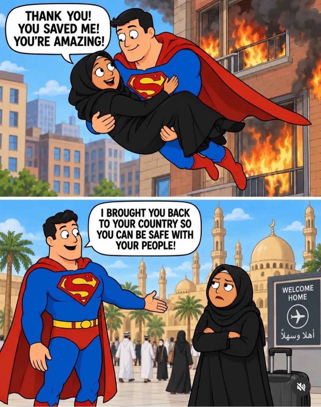 THANK YOU! YOU SAVED ME! YOU'RE AMAZING! I BROUGHT YOU BACK TO YOUR COUNTRY SO YOU CAN BE SAFE WITH YOUR PEOPLE! WELCOME HOME
